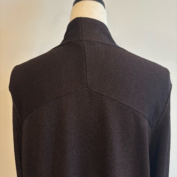Eileen Fisher Dark Brown Open Front Knit Cardigan Large Preppy Quiet Luxury - Picture 5 of 12